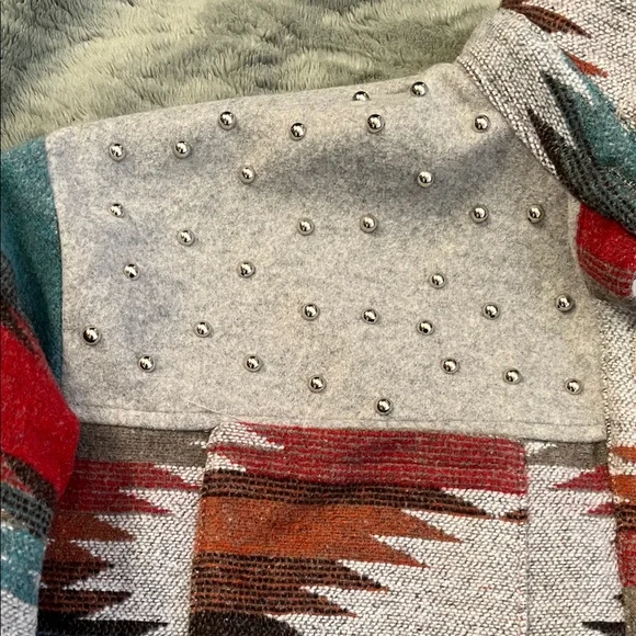 Teal & Red Southwestern Bomber Jacket - Picture 5 of 9